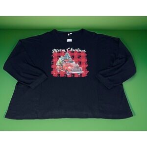 Cato Classic Red Truck Christmas Spirit Theme‎ Waffle Knit Top ~ Sz 26/28 ~ NWT